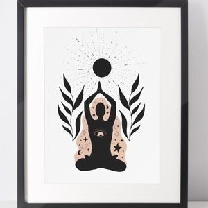 Wall Art Bohemian Woman Silhouette Celestial Print Poster Unframed